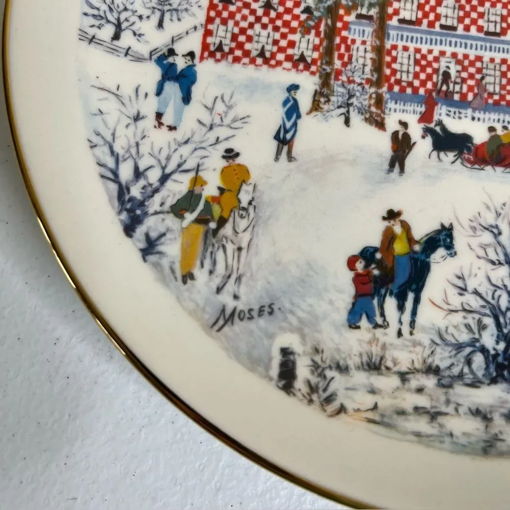 Vintage 70s Ridgewood Fine China Grandma Moses The Old Checkard House In Winter